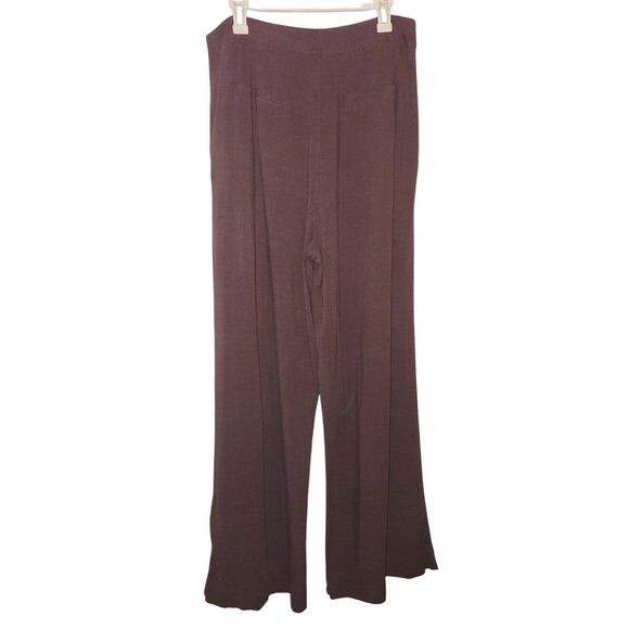 Glassons Pants Womens 14 Brown Career Casual Wide Leg Lagan Relaxed Linen Blend - Picture 6 of 6